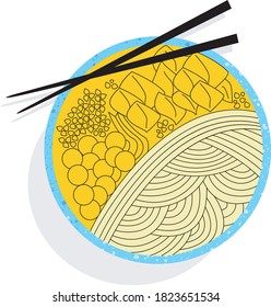 vector image of ramen on the table