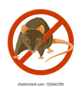 Vector image of a rat in the disable sign