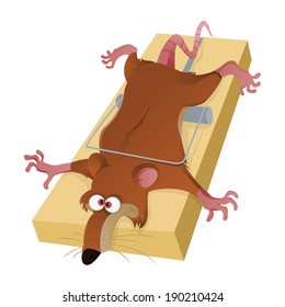 Vector image of the rat in the mousetrap