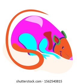 Vector image of rat multicolor in pop style. Symbol of 2020 new year chinese.
