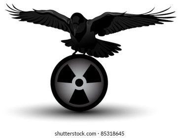 Vector image of a raven on radiation symbol