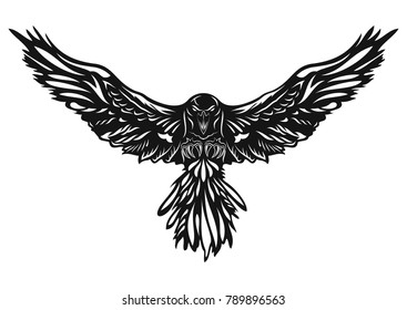tribal tattoo raven