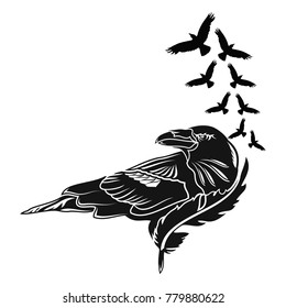 Vector image of a raven.Tribal animals.Vector illustration.
