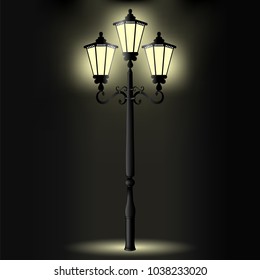 Vector image of a realistic, decorative pillar with a light for lighting