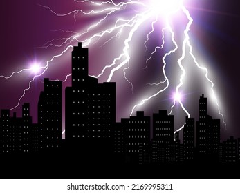 Vector image of realistic lightning. Flash of thunder on a transparent background.

