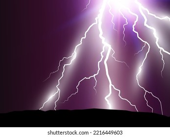 Vector image of realistic lightning. Flash of thunder on a transparent background.	

