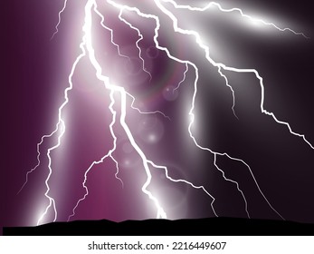 Vector image of realistic lightning. Flash of thunder on a transparent background.	


