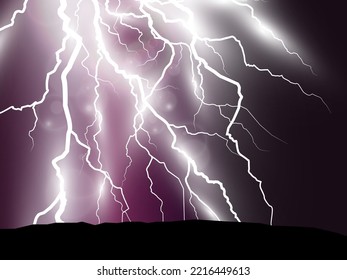 Vector image of realistic lightning. Flash of thunder on a transparent background.	

