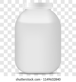 Vector image of a realistic plastic jar on a transparent background. 3d plastic pot