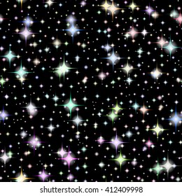 Vector image Realistic seamless  of the night sky