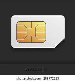 the vector image of a realistic sim card with the chip for cellular mobile communication