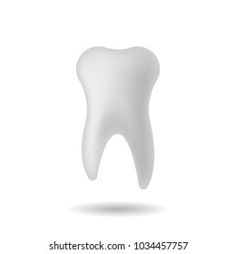 Vector image of a realistic tooth with shadows on a white background.