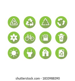 Vector image. Recycling icons. Ecological green buttons.