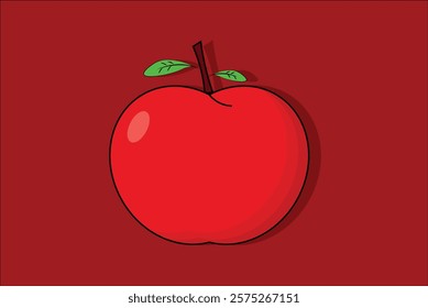 Vector image of red apple with red background in eps format