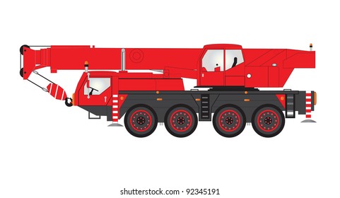 A Vector Image Of A Red And Black Four Wheeler Mobile Crane