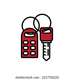 vector image red car keys icon with white background