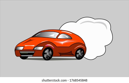 vector image of a red car in retro style