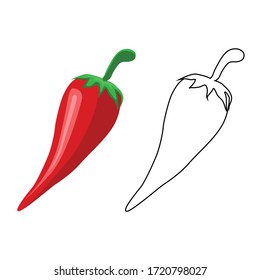 Vector image of red chili on a white background