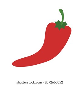 Imagen vectorial de una pimienta de chile roja con un diseño plano.