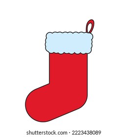 vector image red christmas boot with white background