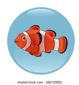 Vector image of a red clownfish in an aquarium