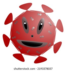 A vector image of a red corona virus. A cute illustration of the corona virus.