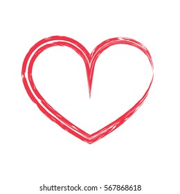 Vector Image. Red double heart contour
