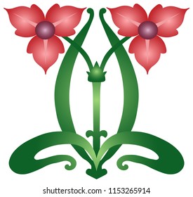 vector image - red flower in modern style