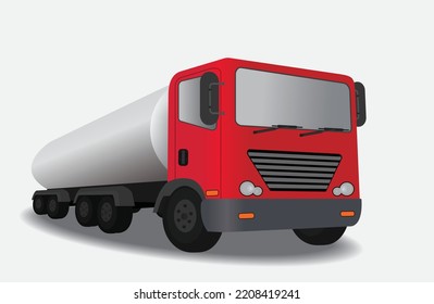 Vector image of Red Fuel tanker truck on white. Easy to recolor 
