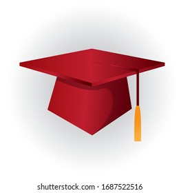 
Vector image of a red graduate hat on a white background.