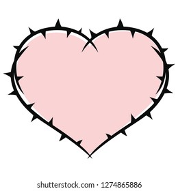 Vector image of red heart and black sharp thorns.