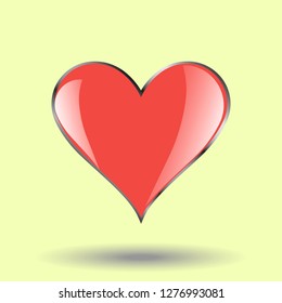 Vector image of a red heart on a pale yellow background