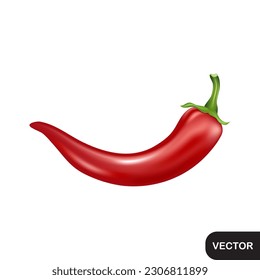 Vector image of red hot chili pepper on a white background. Spices for your dishes.