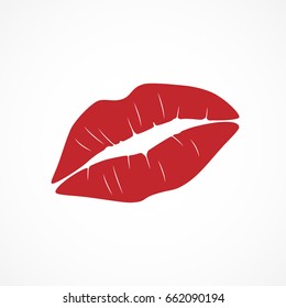 Vector image red lipstick kiss.