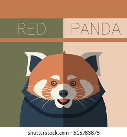 Vector image of the Red Panda flat postcard