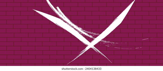 vector image with red patches on updated white brick wall background. Styling, novelty, concept, vector
