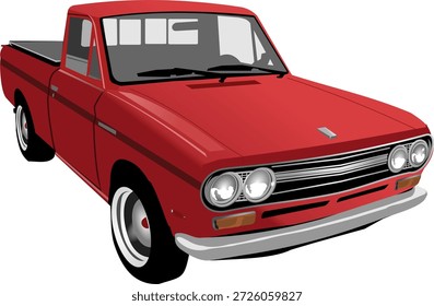 Imagen de Vector de una camioneta roja con un fondo blanco