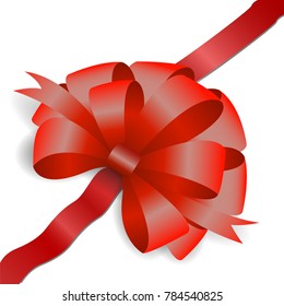 Vector image of a red realistic bow on a white background