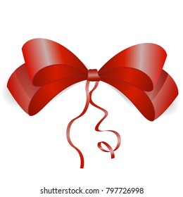 Vector image of a red realistic bow on a white background
