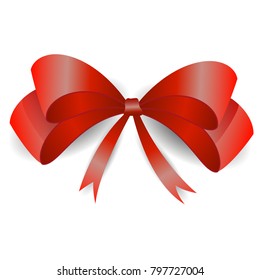 Vector image of a red realistic bow on a white background