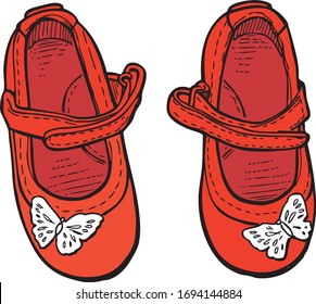 Vector image of red shoes for little girl