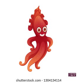 Vector Image Red Squid Cartoon Character Stock Vector (Royalty Free ...