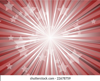 Vector image of red starburst with stars