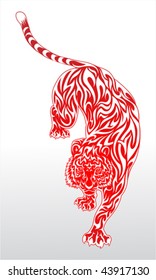 Vector image of red tiger tattoo