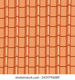 vector image of the red tiled roof with reflection. background of the red tiles roof pattern.