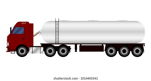 Vector image of a red wagon carrying liquid or combustible loads in a realistic execution on a no background