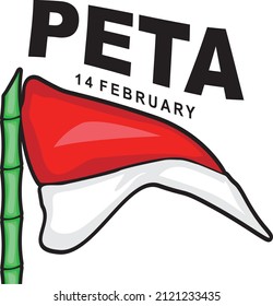 
vector image of the red and white Indonesian flag and the 14th of february