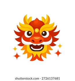 Vector image of a red and yellow dragon head on a white background.
