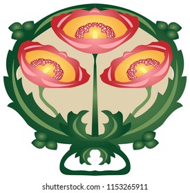 vector image â€“ red and yellow flower in modern style