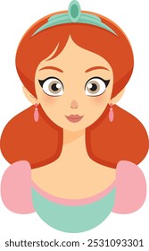 Vector image of a red-haired princess